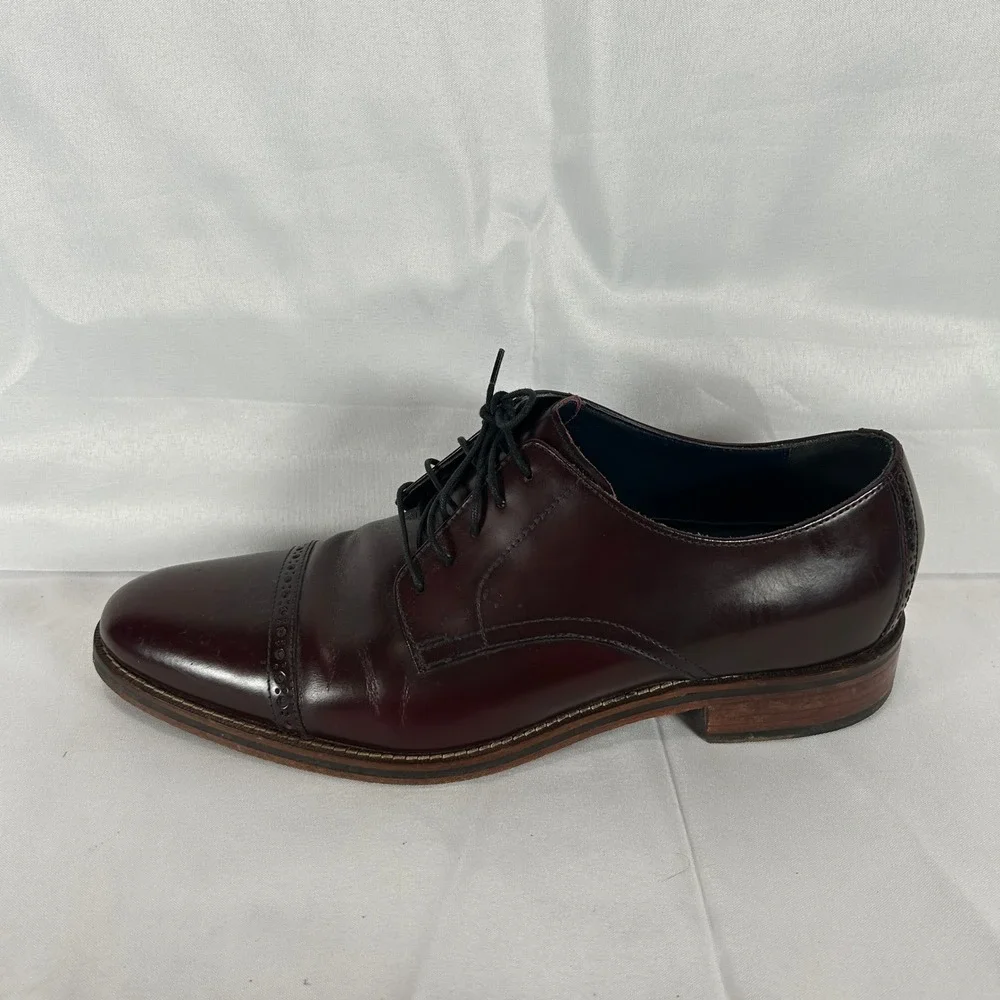 Cole Haan Mens C10840 Burgundy Leather Cap Toe Derby Dress Shoe Air Size 11